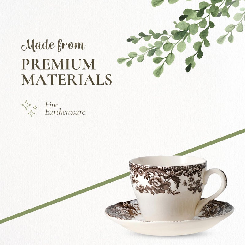 Spode فنجان شاي وصحن سبود ديلامير، مجموعة من 4 - أدوات شرب العطلات، لتقديم القهوة أو الشاي بسعة 7 أونصات، آمنة في غسالة الصحون والميكروويف والفريزر - أدوات مائدة احتفالية، مصنوعة في إنجلترا - Image 4